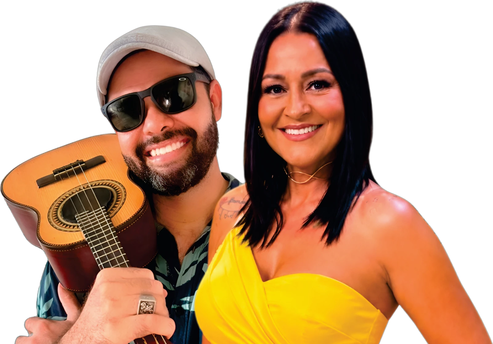 Sergio Marquezam com seu cavaquinho e Iara Pamella
